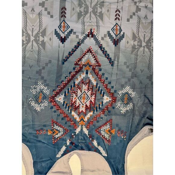 Summer shirt tribal Aztec beaded sparkly size large - Picture 13 of 14